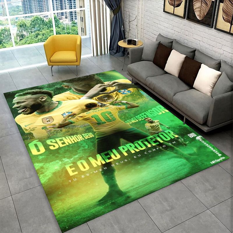 Outdoor Sport Area - Tappeto Antiscivolo con Motivo Calcistico N-Neymar